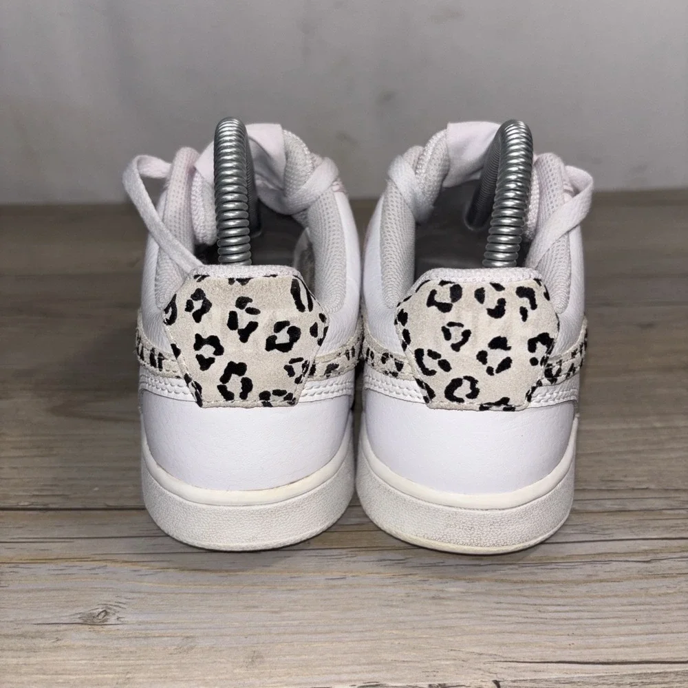Nike Women's Court Vision Low Top Lace-Up Leopard Swoosh Sneakers PLEASE READ